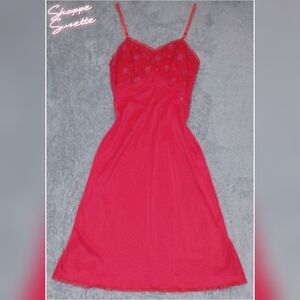 Seamprufe VTG Late-1950s/Early-1960s Lipstick Red 100% Nylon Slip Dress Size 32
